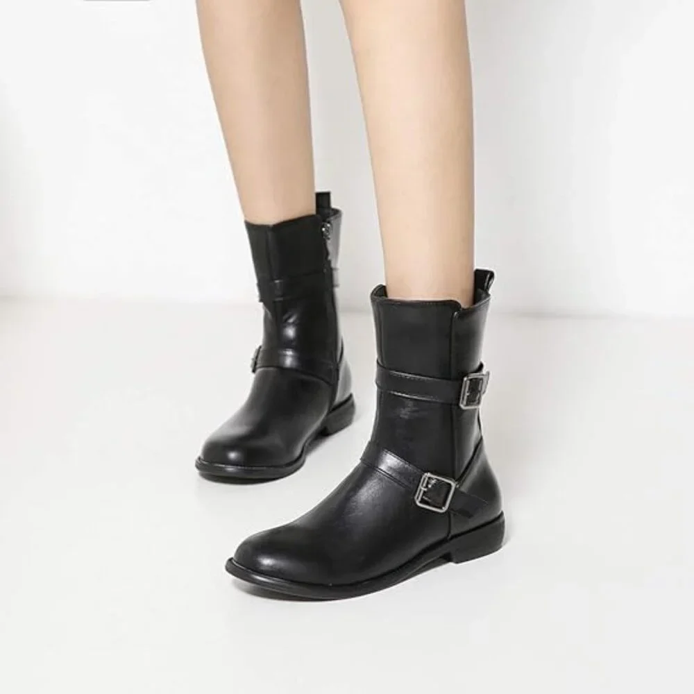 Black Boots for Women, Boots Closed Toe Low Heel Outdoor Waterproof Shoes